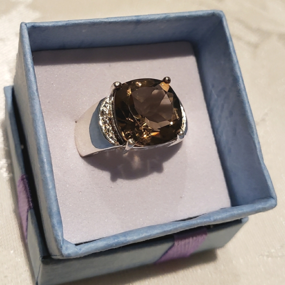 Ring.  Smoked Topaz and Sterling Silver ring.  November's birthstone.